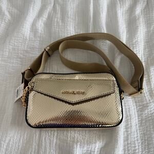 Michael Michael Kors Maisie Gold Shimmering Camera Bag with Wristlet NWT